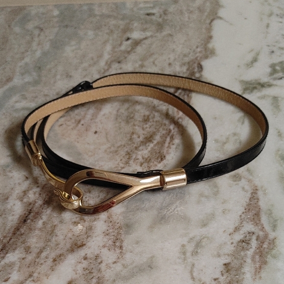 Amiee Lynn Black Patent Leather Adjustable Belt Gold Hook & Loop main image 9